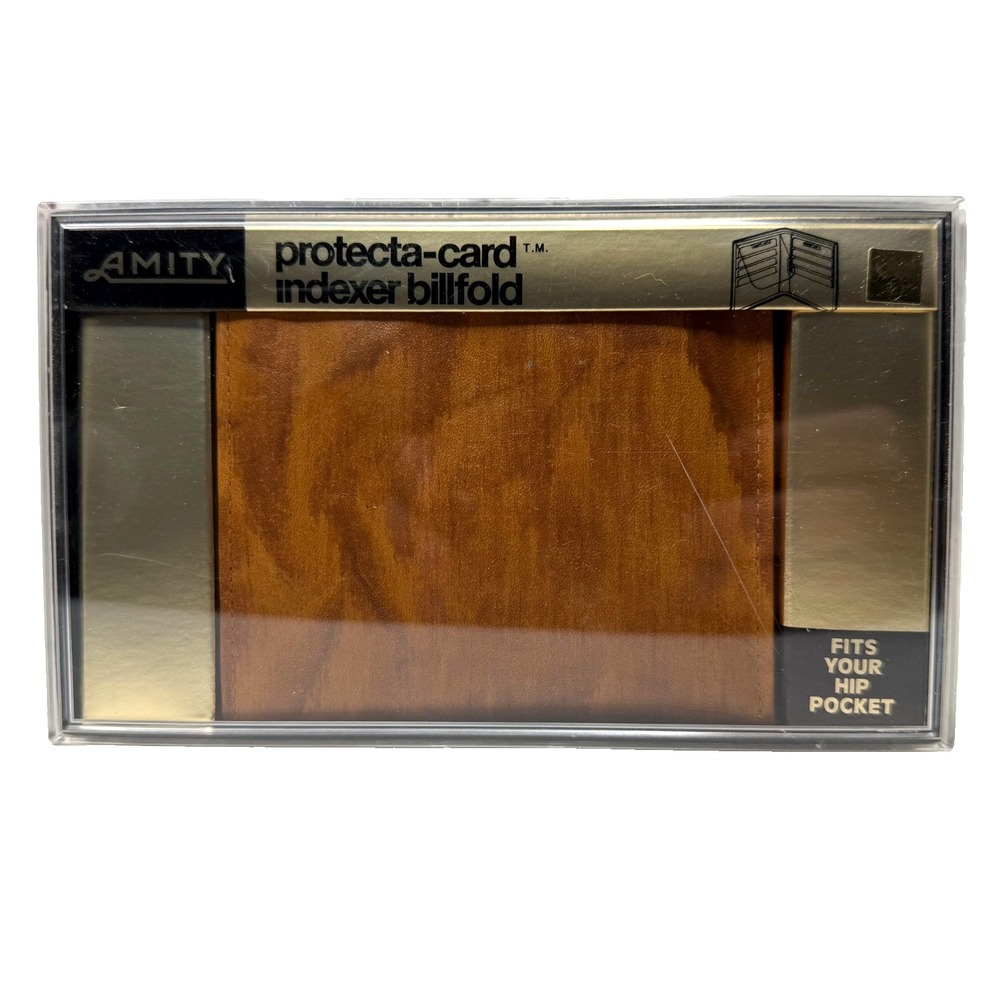 Amity Cashmere Calf Protecta-Card Billfold Wallet Brown New Men's